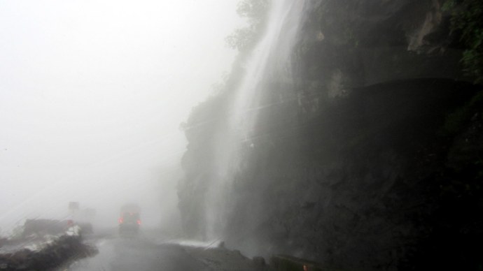 Malshej Ghat Can you make out the left lane has collapsed !
